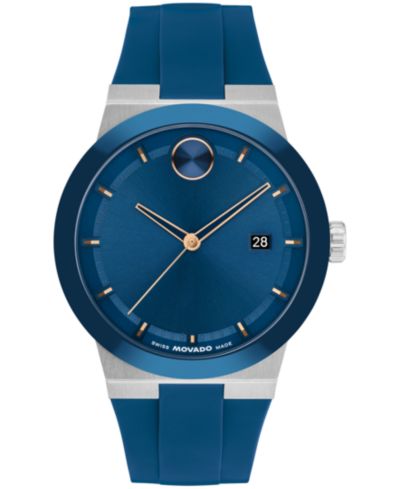 Movado Мужские часы Bold Fusion Swiss Quartz, синий силиконовый ремешок, 42.30mm