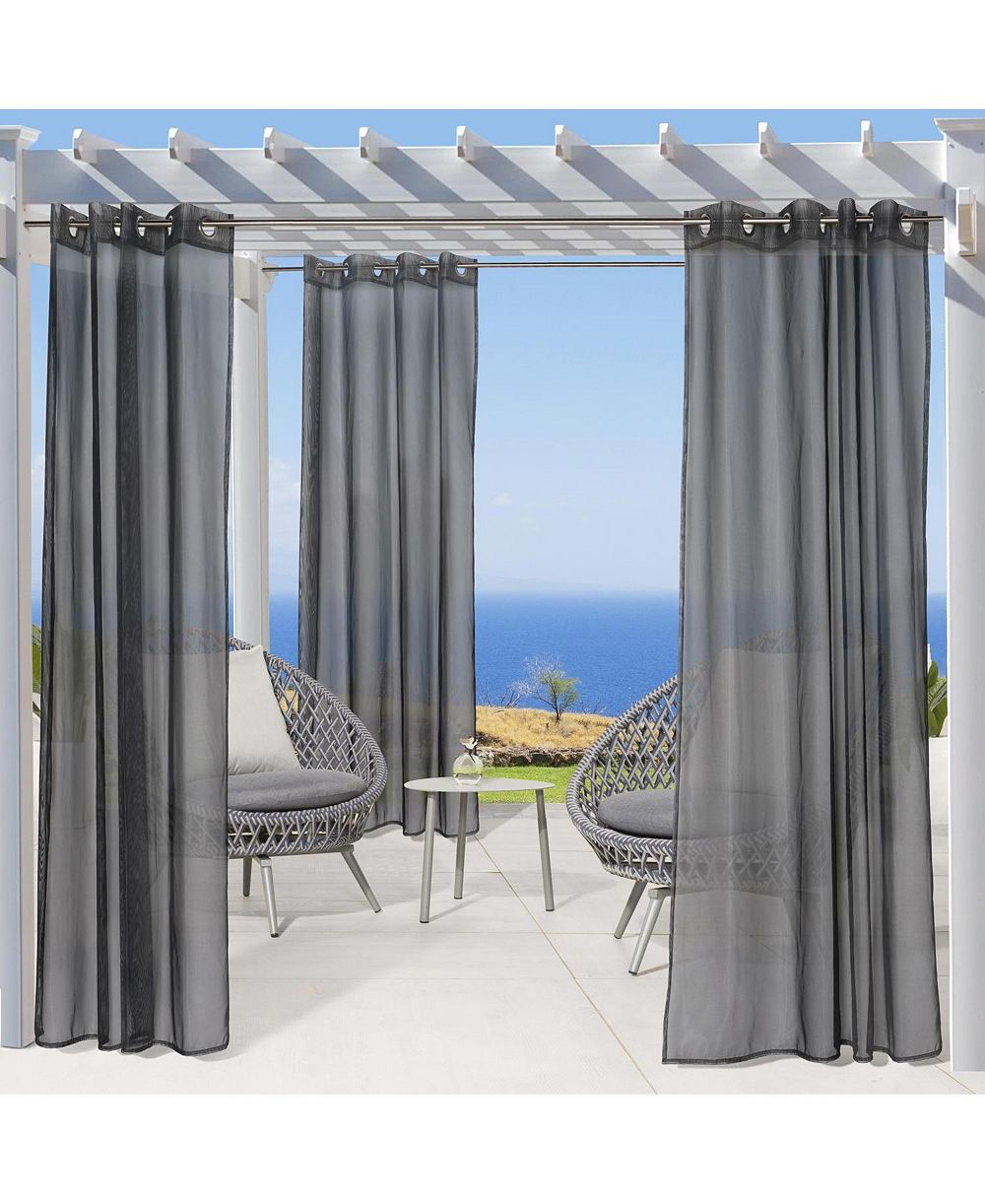 Commonwealth NO SE'EM Curtain Grommet Top Panel 8 Matt Silver Grommets - Black