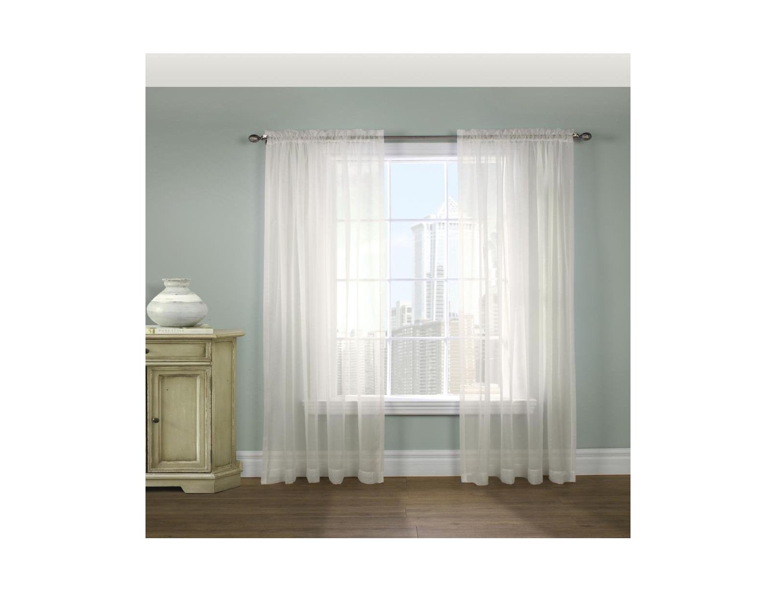 Habitat Rhapsody Voile Sheer Rod Pocket Light Filtering Window Curtain Panel, Shell