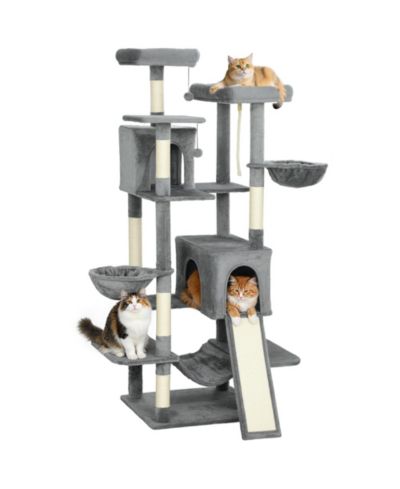 PawHut 69" Cat Tower with 2 Condos, Large Cat Tree for Multiple Cats