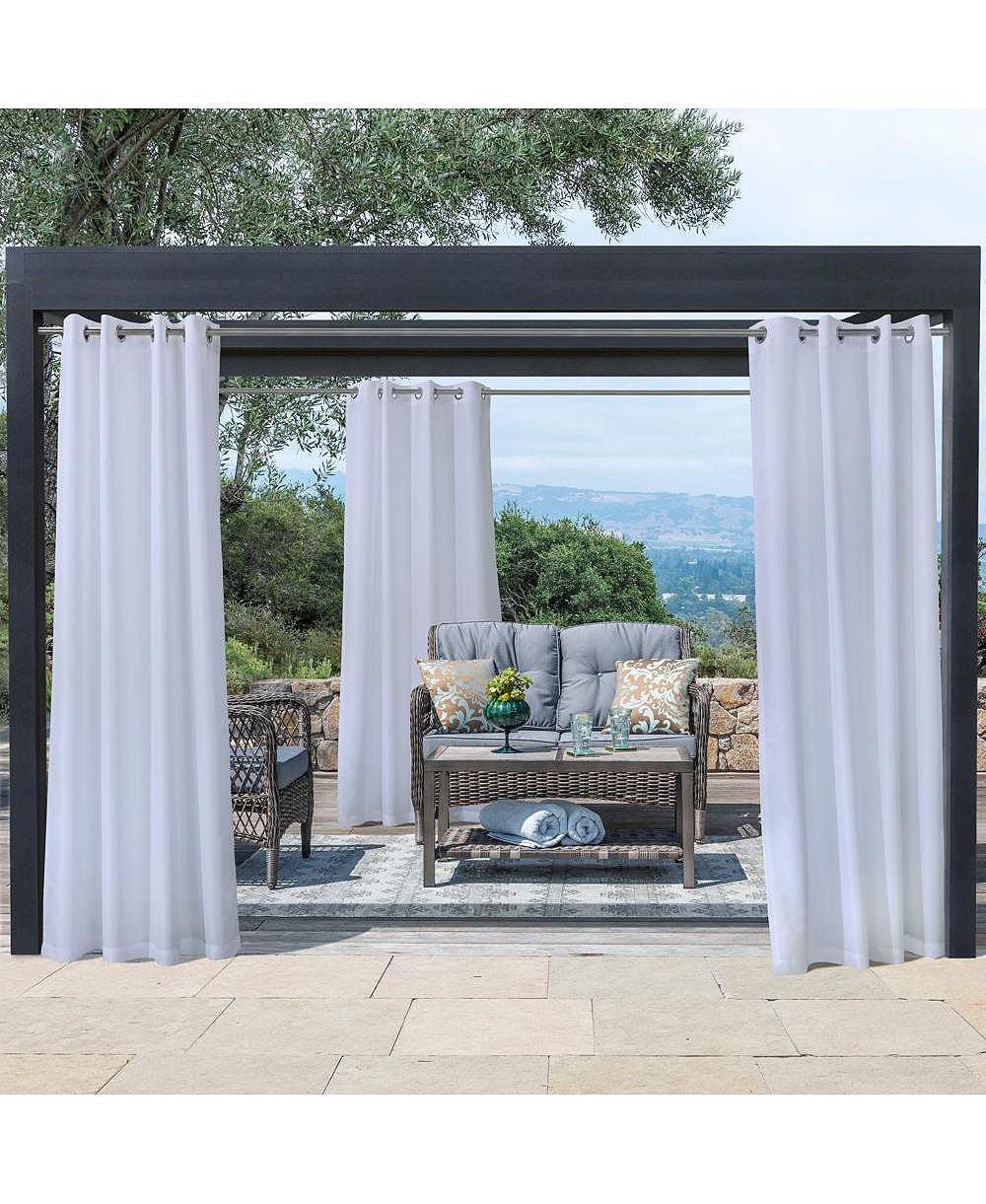 Commonwealth Seascapes Light Filtering Satiny Look and Feel Provide Privacy Grommet Outdoor Panel Pair Each 50" x 108" White