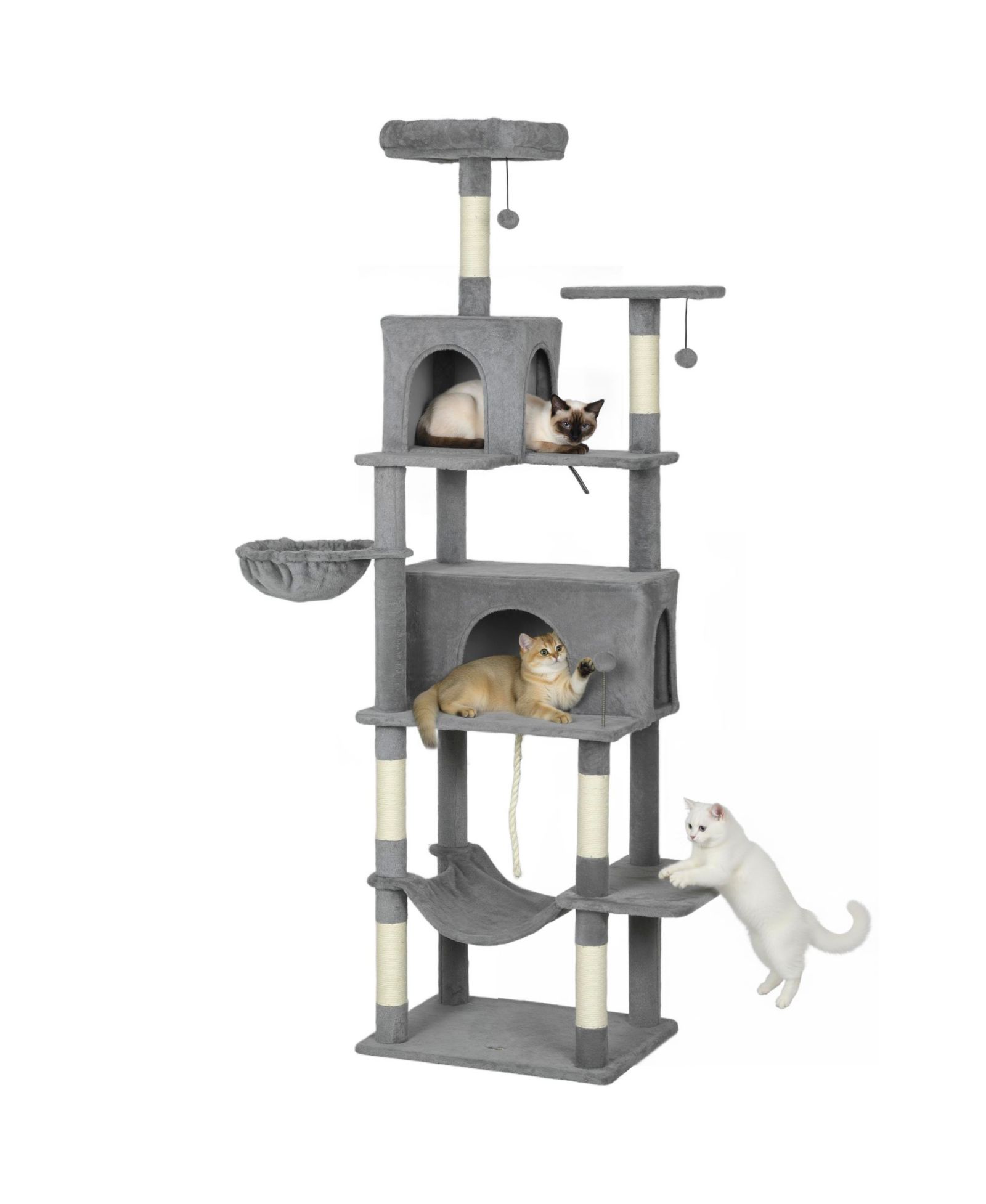 PawHut Multi-Level Cat Tree with 2 Condos, 80" Tall Cat Tower for Indoor