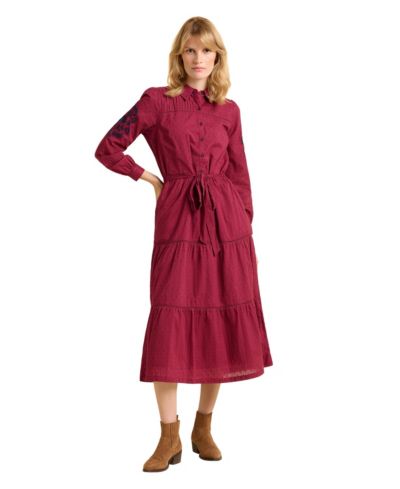 Brakeburn Женское миди-платье Embers Long Sleeve Tie Waist