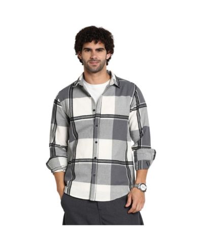 Cahoot Men's Campus Sutra Coin Grey Overlap Buffalo Shirt