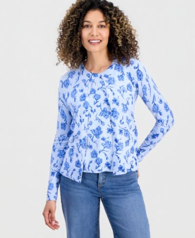 Style & Co Petite Poetic Floral кардиган с пуговицами