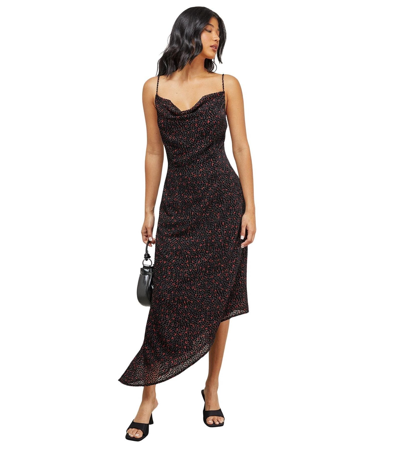 Warehouse Women's Spot Devore Cowl Neck Maxi Dress.