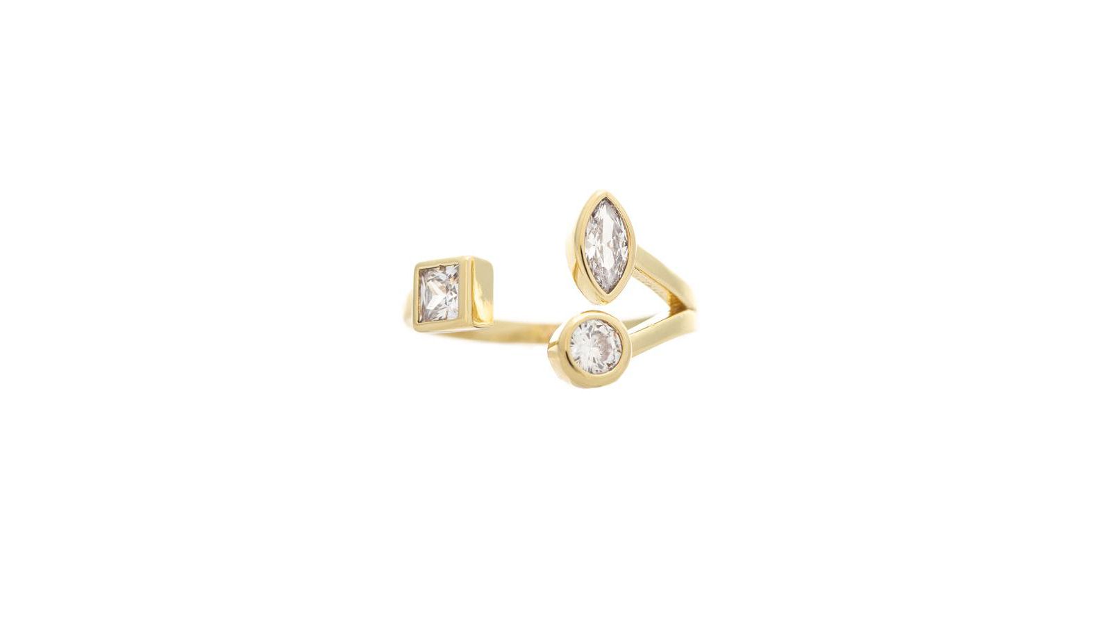 Rivka Friedman Cubic Zirconia Open Trio Ring
