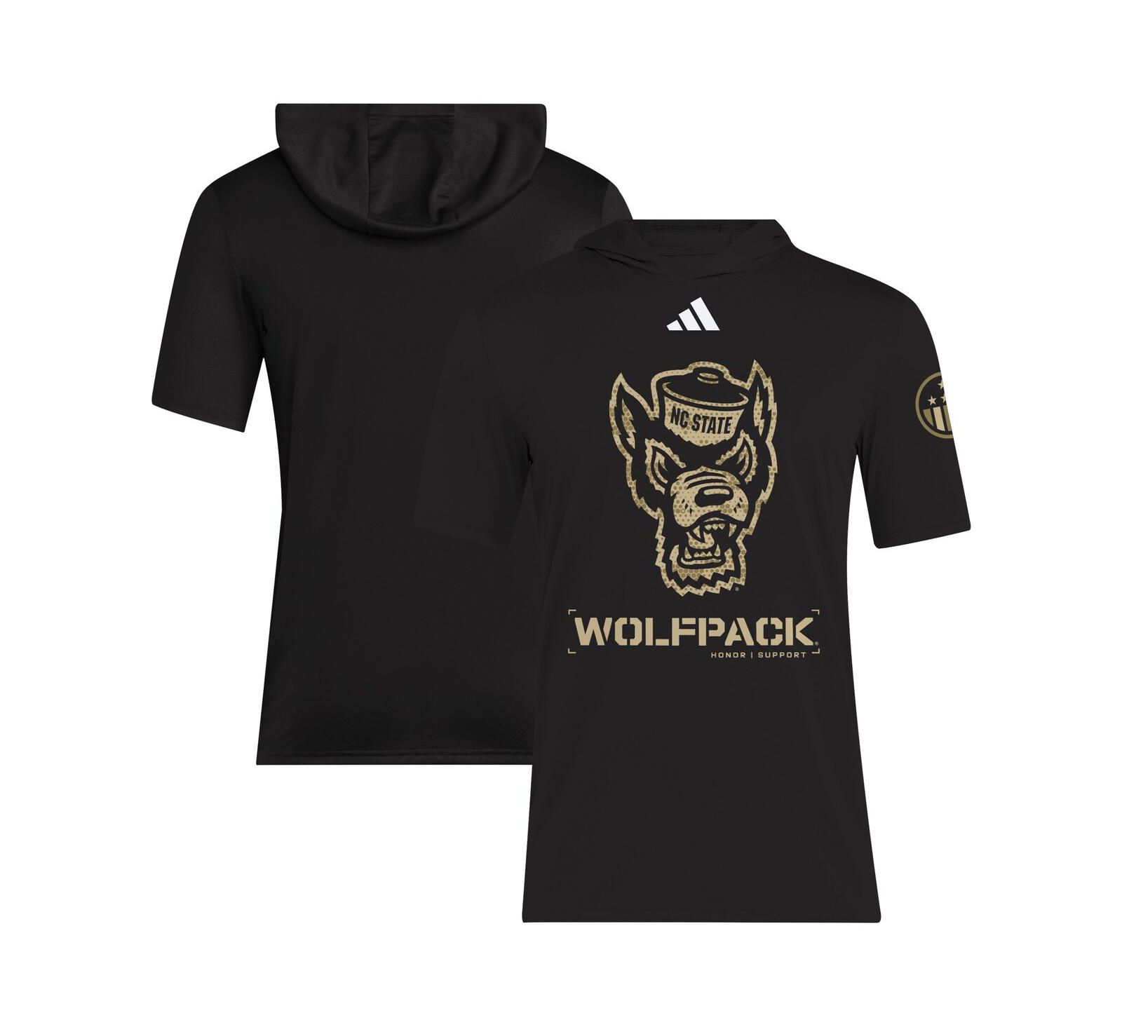 Adidas Men's Black NC State Wolfpack 2025 Military Appreciation AEROREADY Hooded T-Shirt