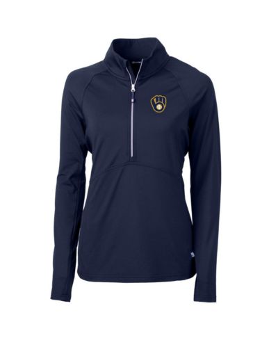 Cutter & Buck Women's Navy Milwaukee Brewers Adapt Eco Knit Stretch Half-Zip Pullover Sweatshirt