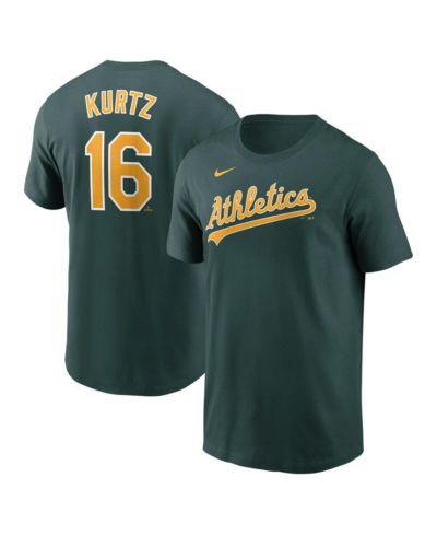Мужская футболка Nike Nick Kurtz Green Athletics Fuse с именем и номером