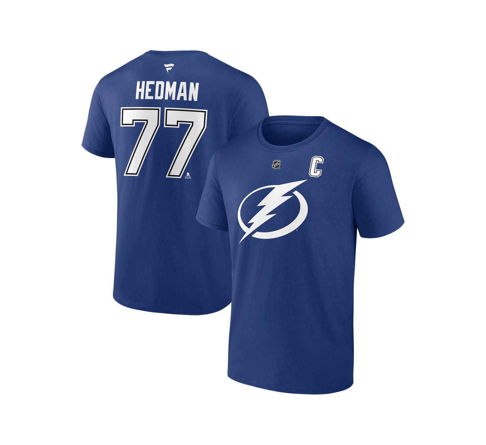 Футболка Fanatics Men's Victor Hedman Blue Tampa Bay Lightning Authentic Stack Name & Number