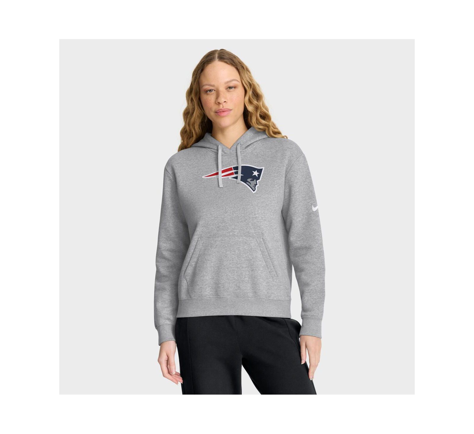 Женское худи Nike Heather Gray New England Patriots Club Fleece Pullover
