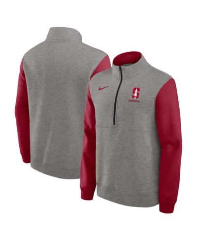 Nike Мужское полуziп худи Stanford Cardinal Club Fleece Heather Gray/Cardinal