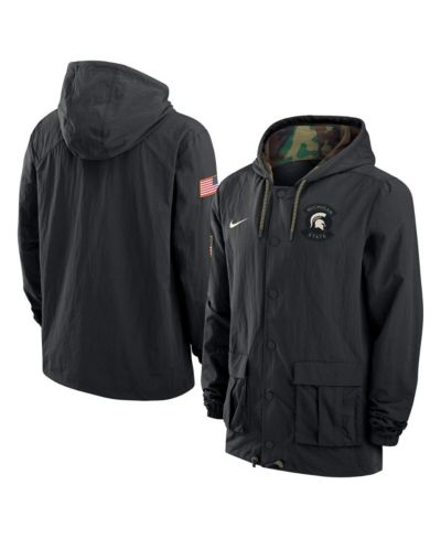 Nike мужская куртка Michigan State Spartans 2025 NCAA Military Appreciation, черная, на кнопках