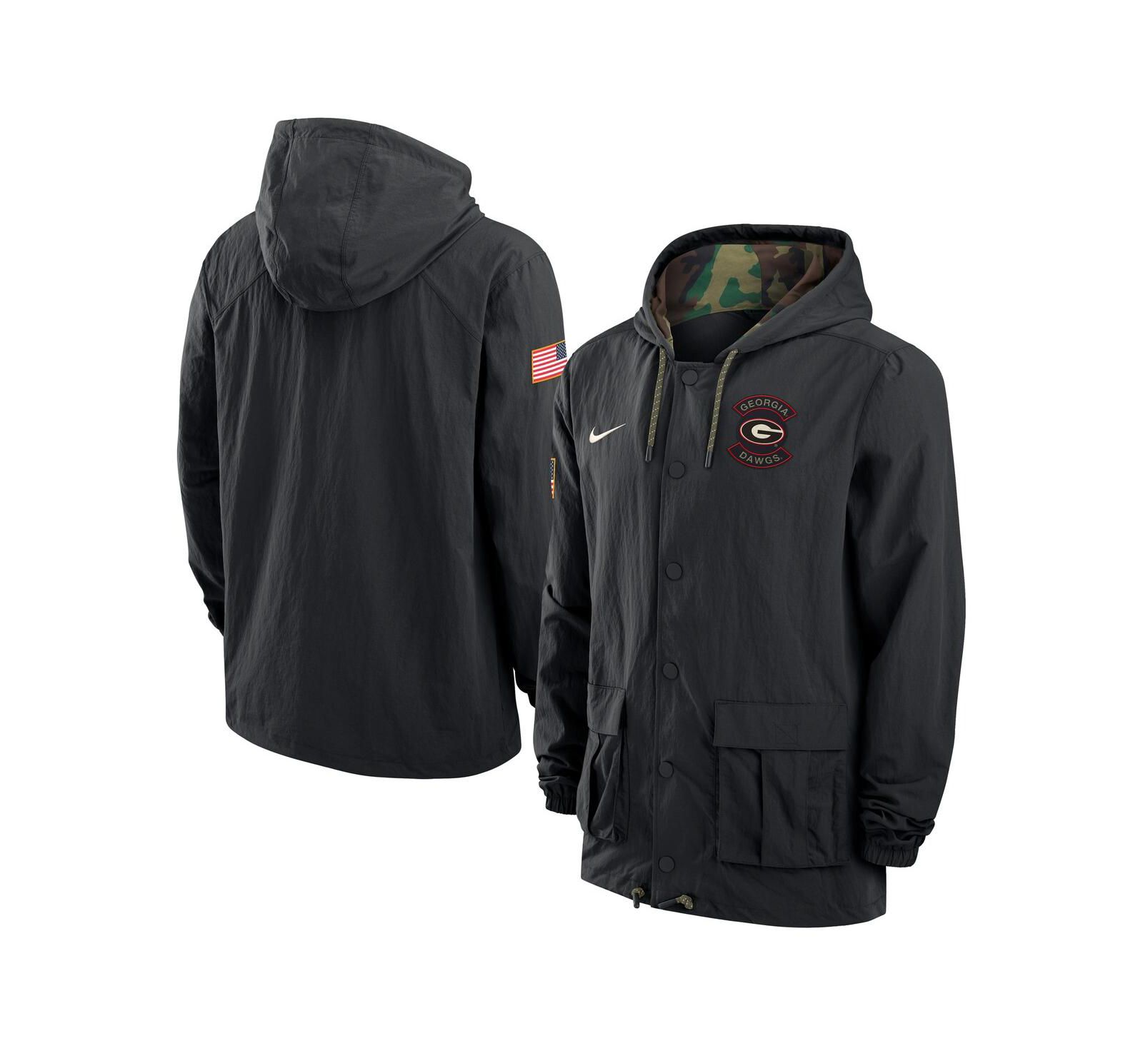 Nike Men's Black Georgia Bulldogs 2025 NCAA Military Appreciation Full-Snap Jacket