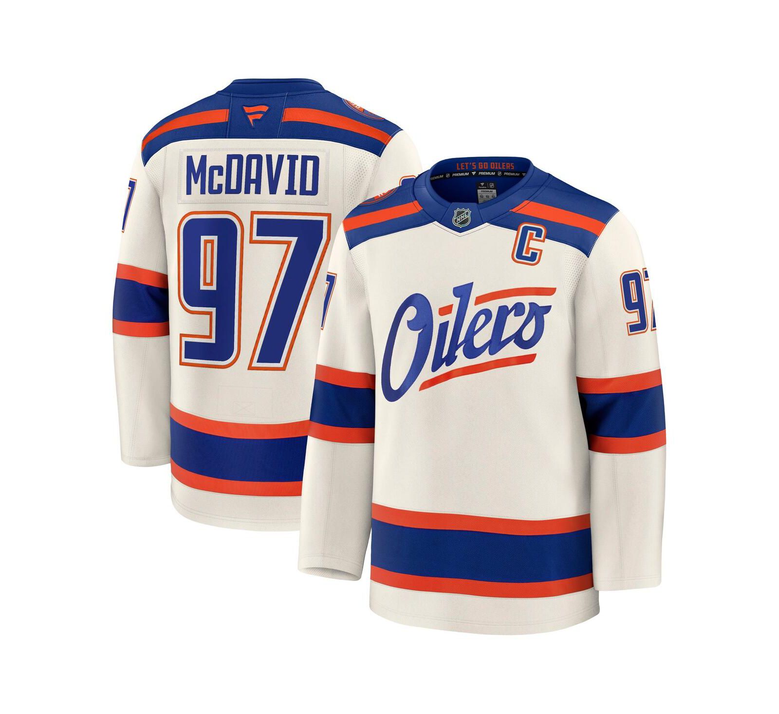 Fanatics Мужская джерси Edmonton Oilers Connor McDavid Premium Alternate Light Beige