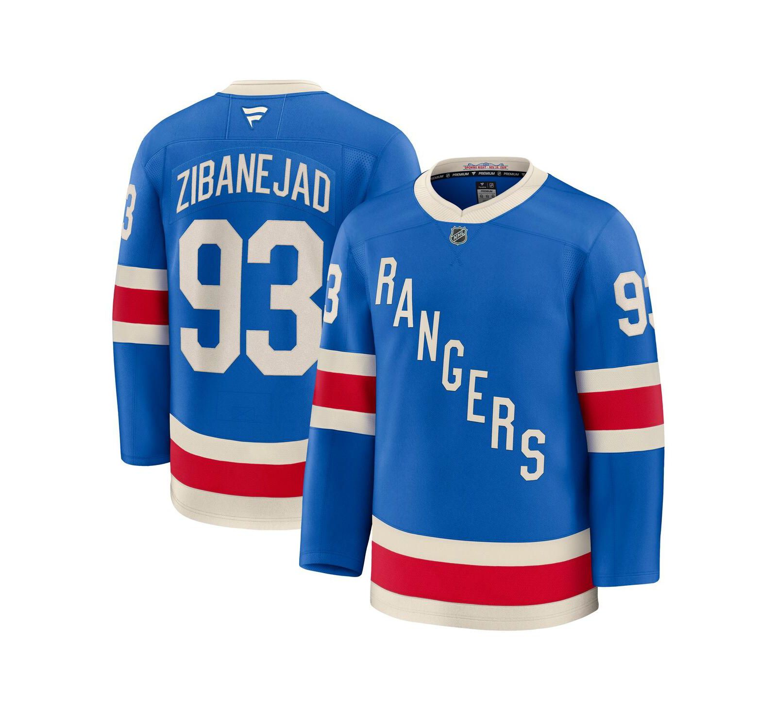 Мужская джерси Fanatics Mika Zibanejad Blue New York Rangers Centennial Premium