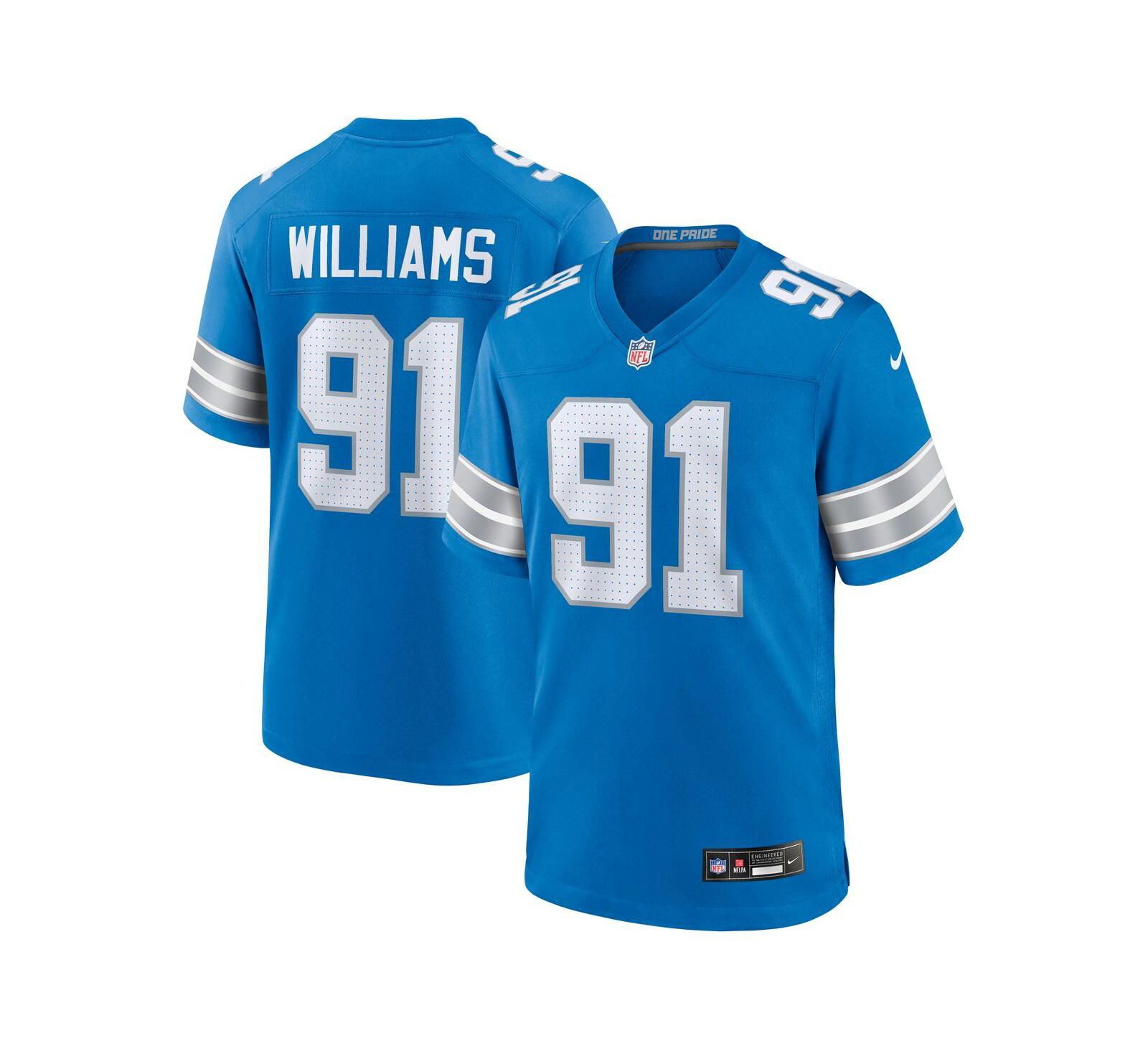Nike мужская джерси Tyleik Williams Blue Detroit Lions 2025 NFL Draft First Round Pick Game