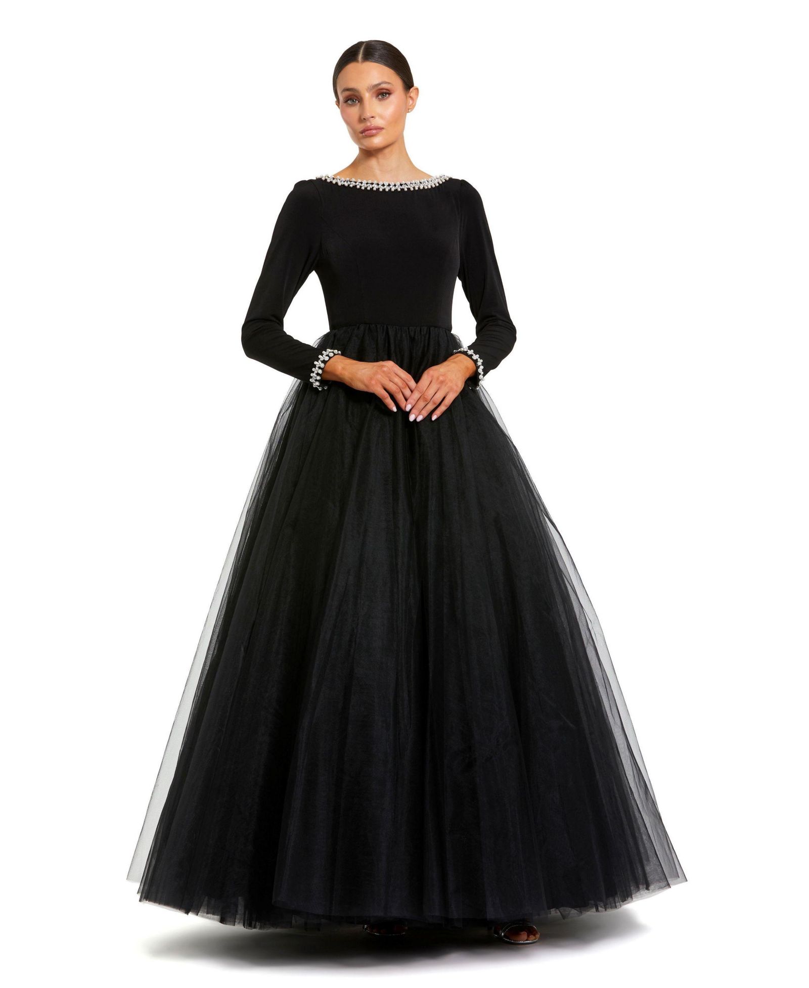 Mac Duggal Женское вечернее платье в пол с тюлем
