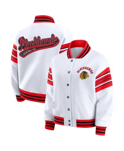 Женская флисовая толстовка WEAR by Erin Andrews Chicago Blackhawks белая/красная на молнии