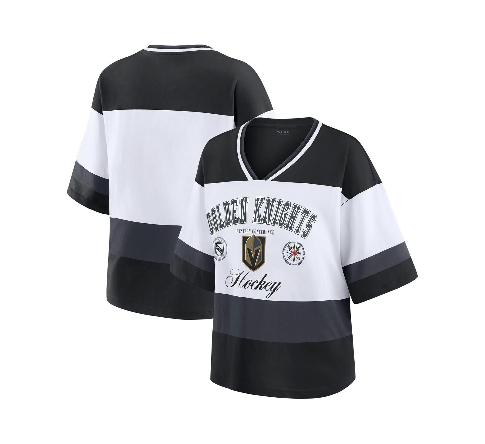 WEAR by Erin Andrews Женская футболка в стиле джерси Vegas Golden Knights, черная/белая