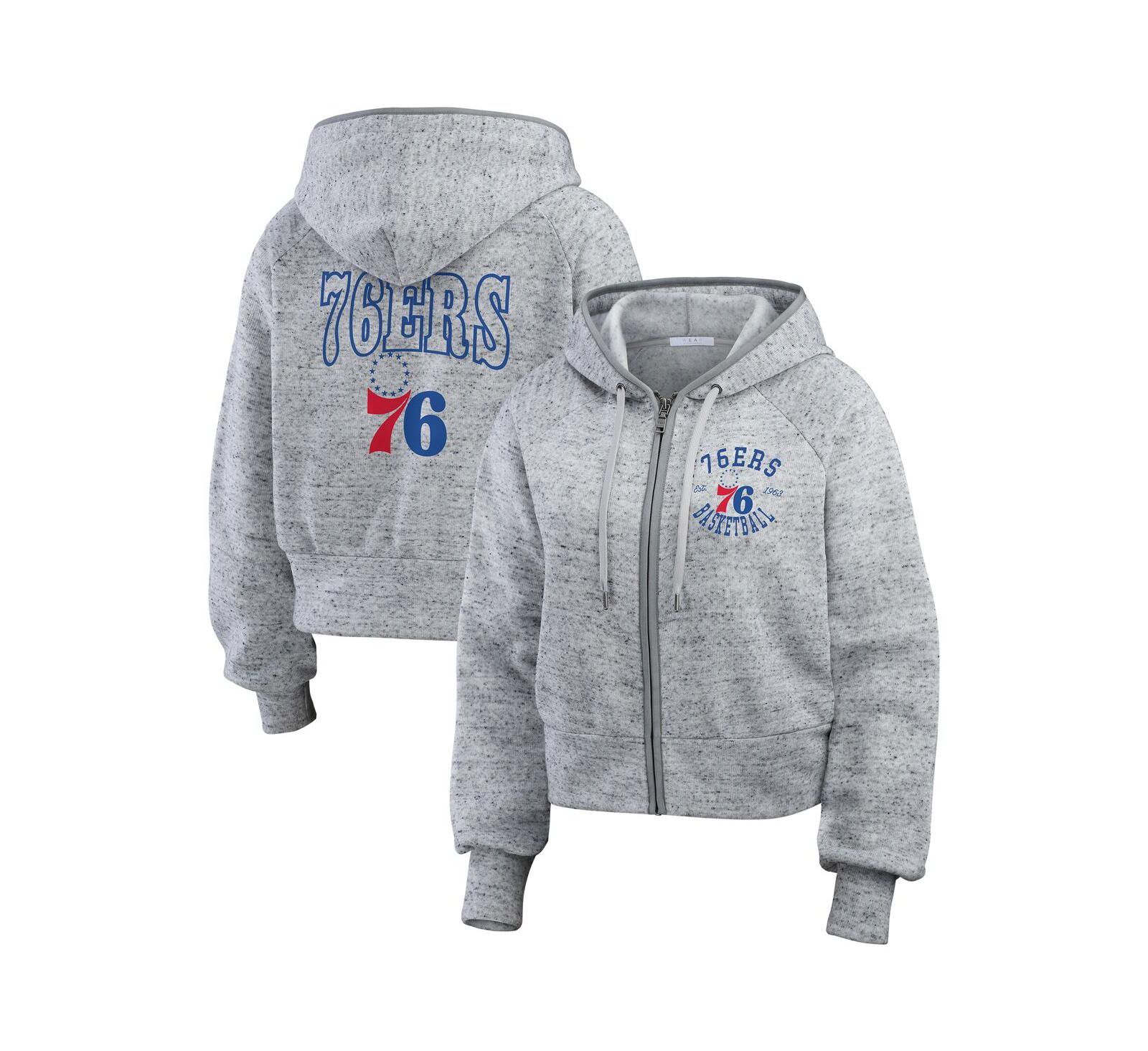 WEAR by Erin Andrews Женское худи с полной молнией Philadelphia 76ers Heather Gray