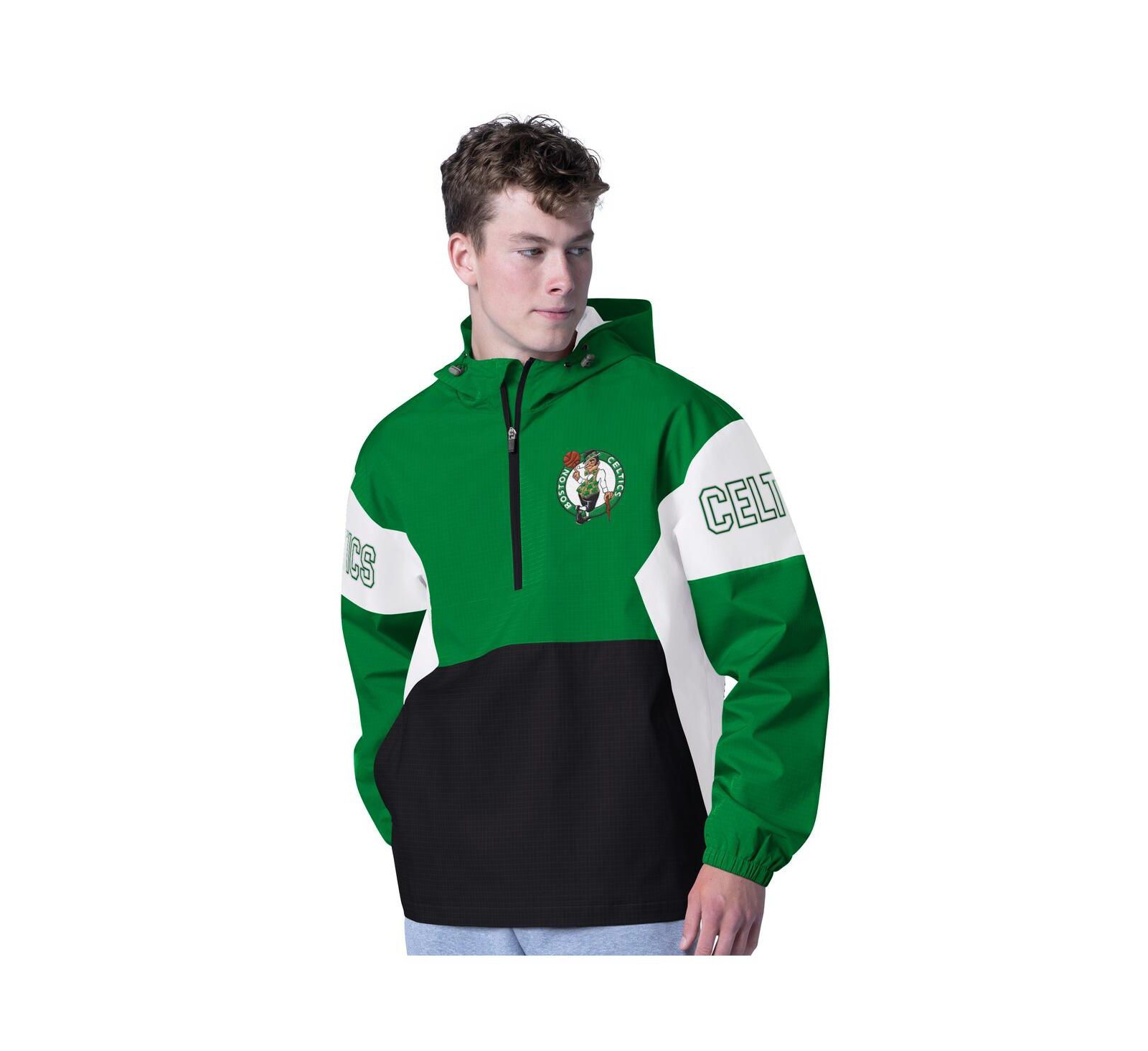 Мужская толстовка G-III Sports by Carl Banks Kelly Green/Black Boston Celtics Tailgate Half-Zip Hoodie