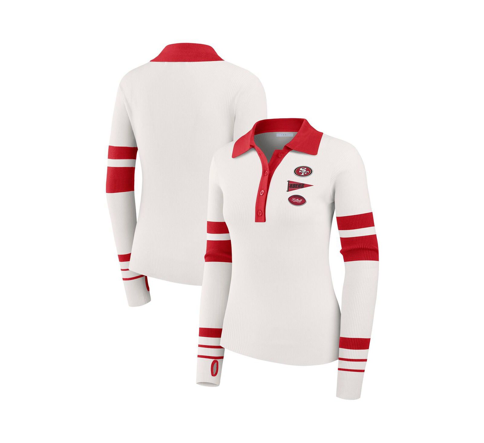 Женская рубашка-поло WEAR by Erin Andrews White San Francisco 49ers Ribbed Henley