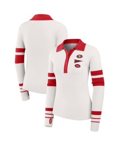 Женская рубашка-поло WEAR by Erin Andrews White San Francisco 49ers Ribbed Henley