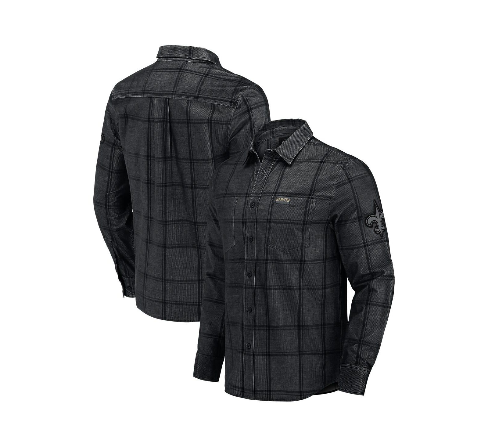 Мужская рубашка Darius Rucker Collection by Fanatics Black New Orleans Saints Micro Corduroy Plaid Button Up