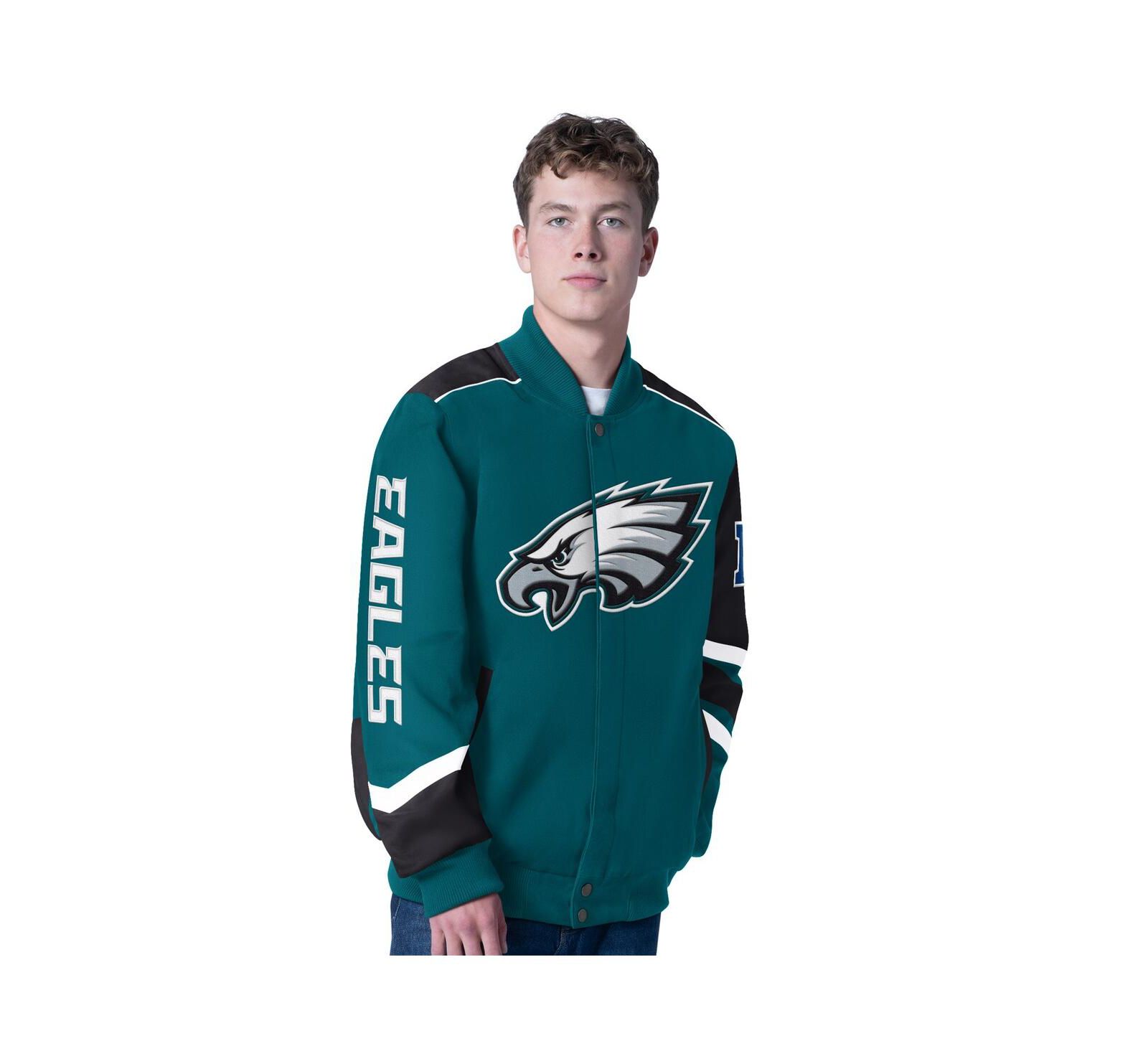 G-III Sports by Carl Banks Men's Midnight Green Philadelphia Eagles Prime Time Full-Zip Racing Jacket