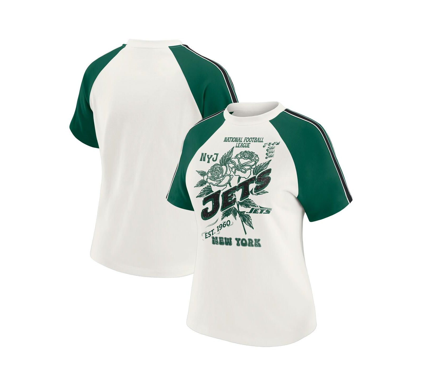 WEAR by Erin Andrews Женская футболка New York Jets Raglan, белая