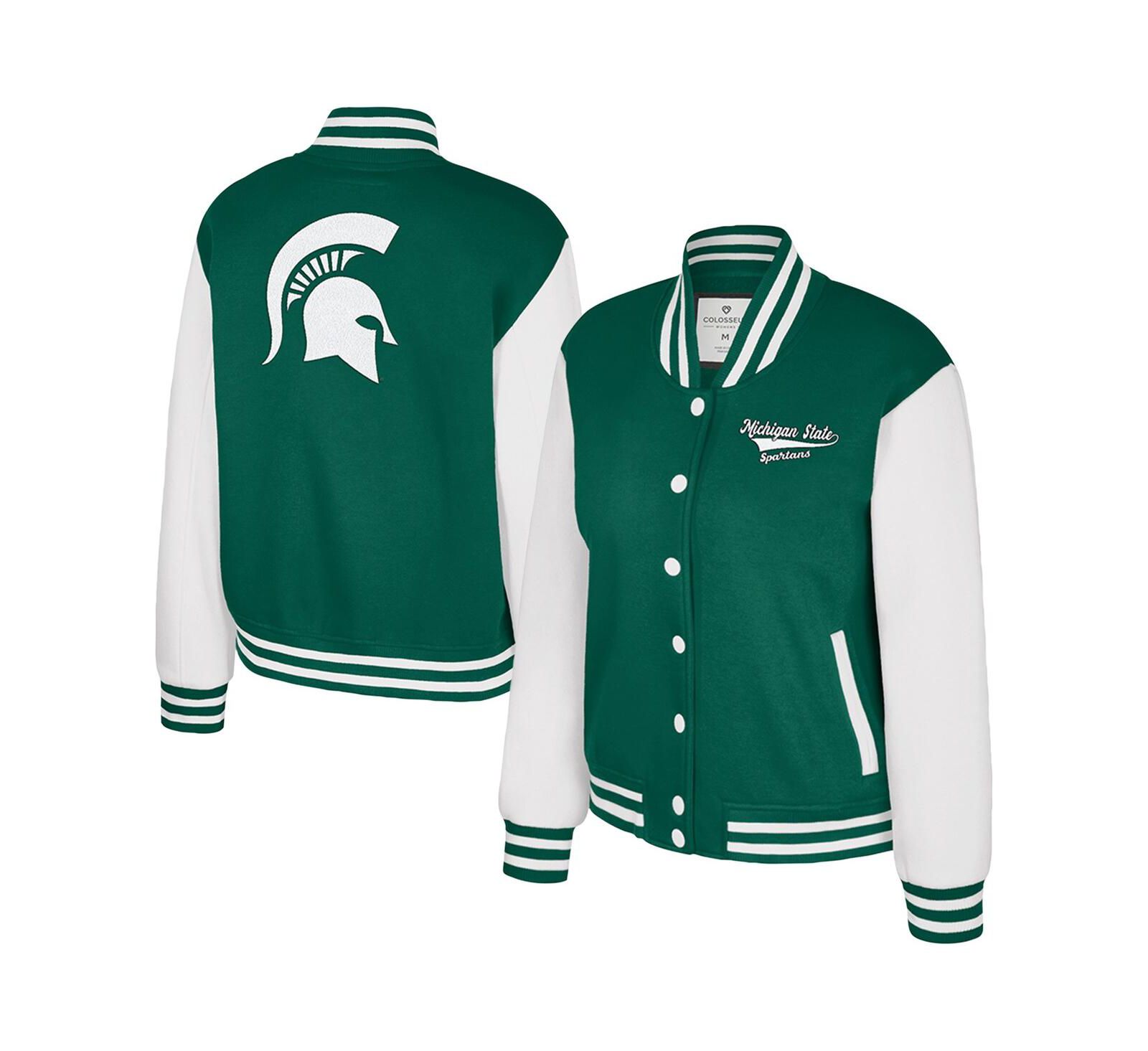 Colosseum Women's Green Michigan State Spartans French Baguette Full Snap Fleece Jacket