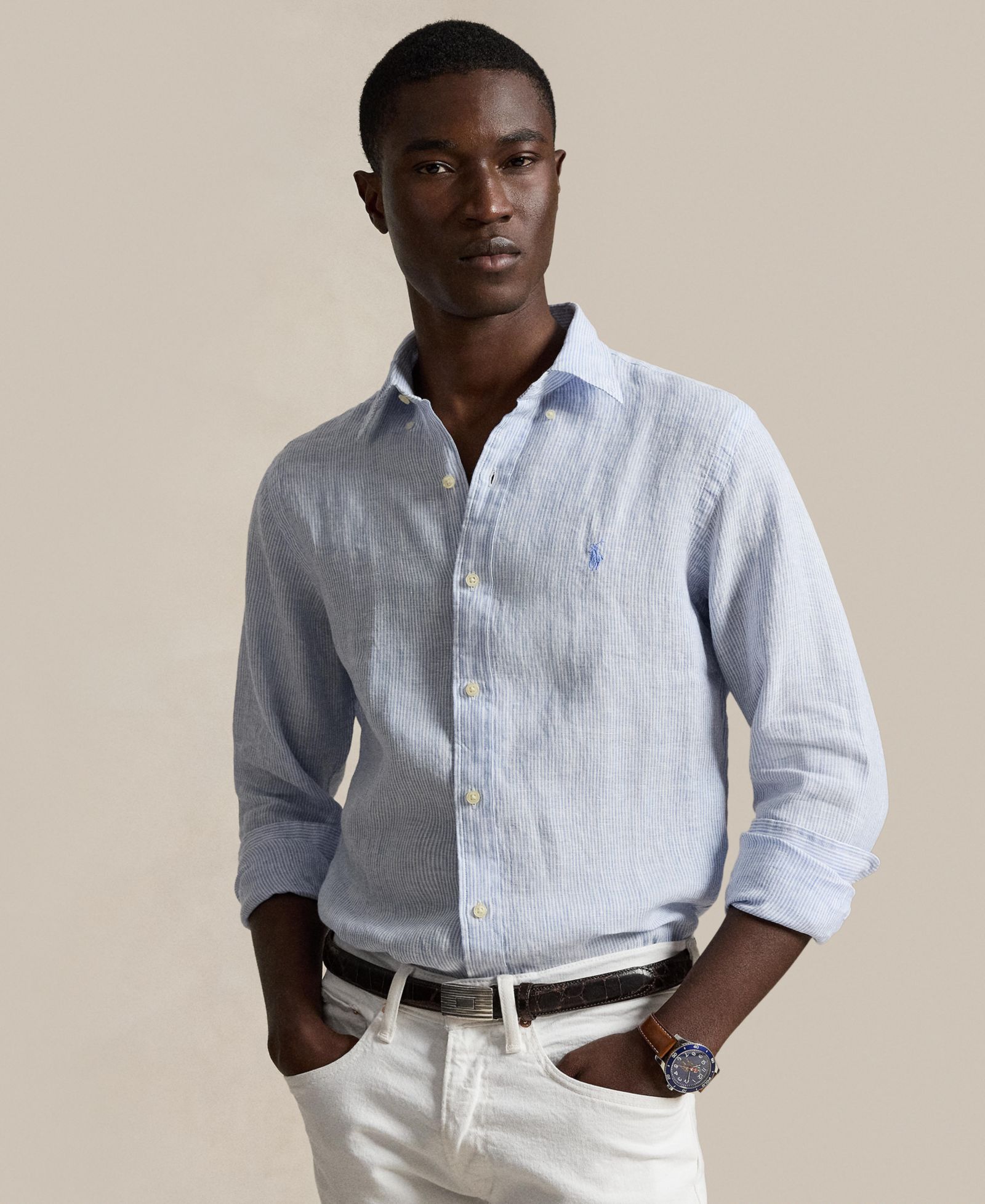 Polo Ralph Lauren Men's Striped Linen Classic-Fit Shirt