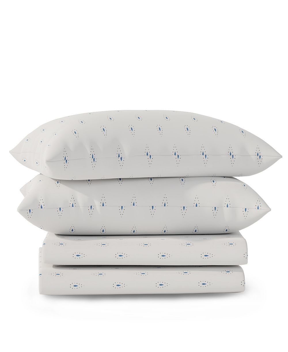 Color Sense Brushed Cool Crisp 225-Thread Count Printed Cotton 3-Pc. Sheet Set, Twin XL