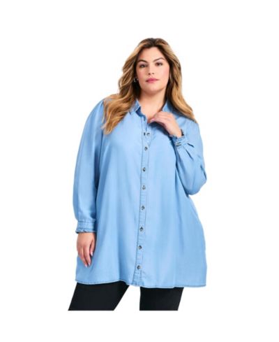 Avenue Женская рубашка Plus Size Sia Chambray