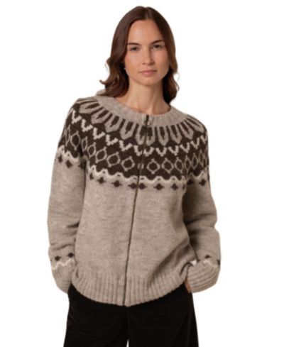 Celtic & Co. Women's Brit Wool Chevron Yoke Cardi