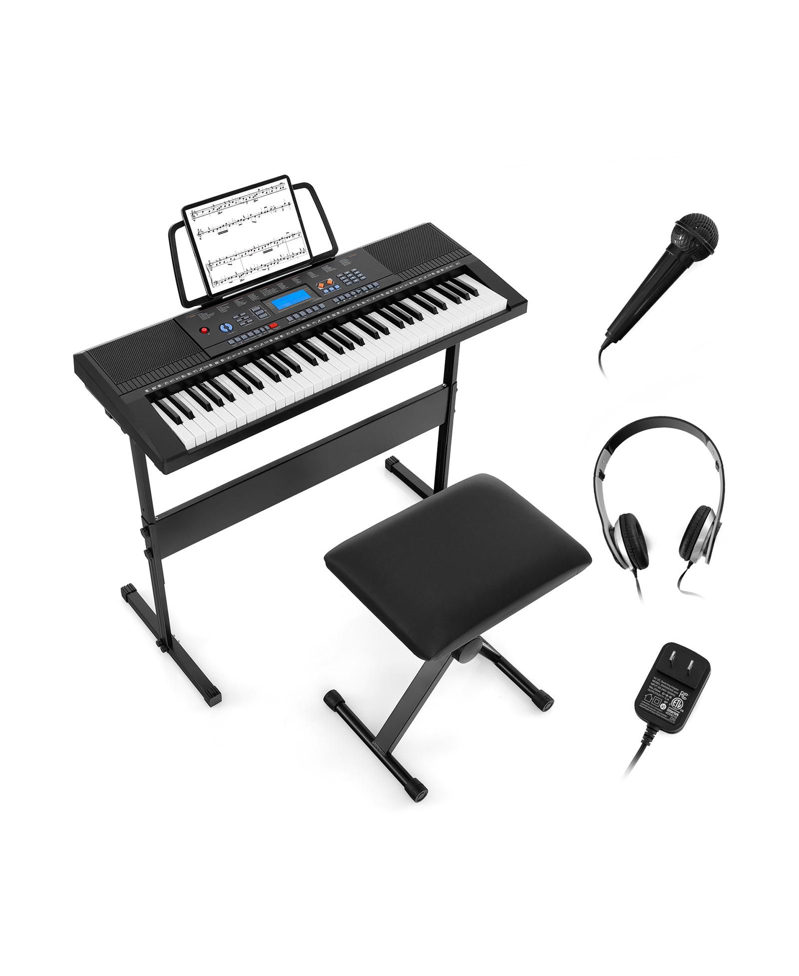 Mecale Электронное пианино 61-Key Starter Set со стойкой, банкеткой и наушниками