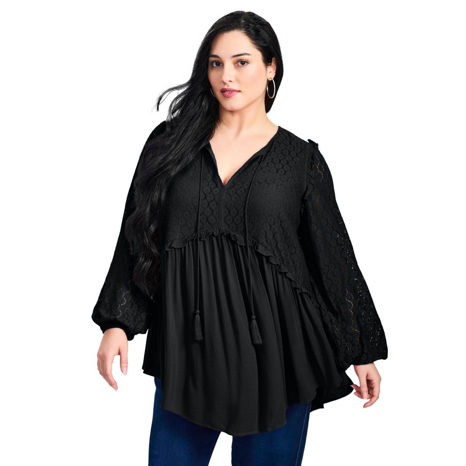 Топ AVENUE Women's Plus Size Haven Lace Yoke