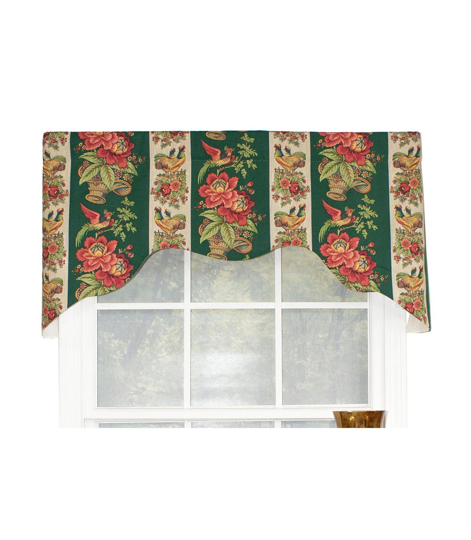 RLF Home Rochelle Dutchess 100% Cotton with Fully Lined 3" Rod Pocket Valnance for Windows 50" x 17" Green