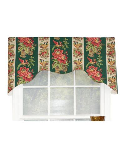 RLF Home Rochelle Dutchess 100% Cotton with Fully Lined 3" Rod Pocket Valnance for Windows 50" x 17" Green