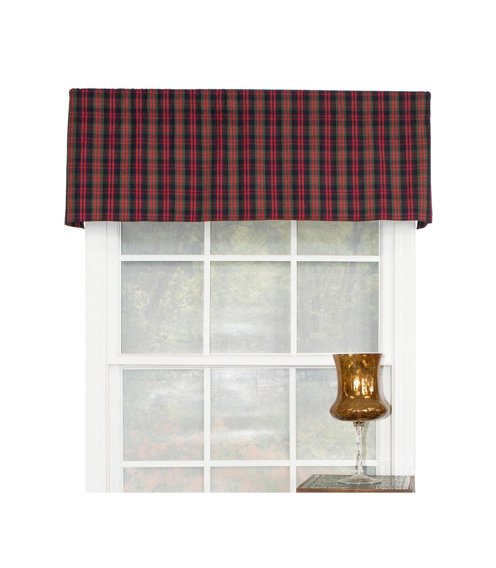 RLF Home Timeless Plaid Tailored 100% Cotton with Fully Lined 3" Rod Pocket Valnance for Windows 50" x 14" Multi