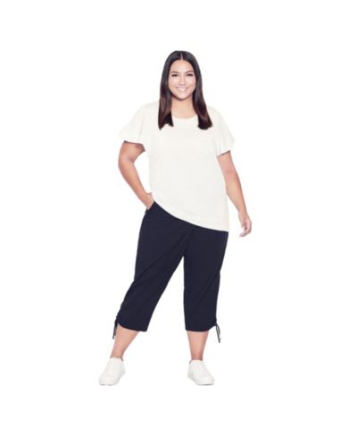 AVENUE Women's Plus Size Cotton Cinch Capri