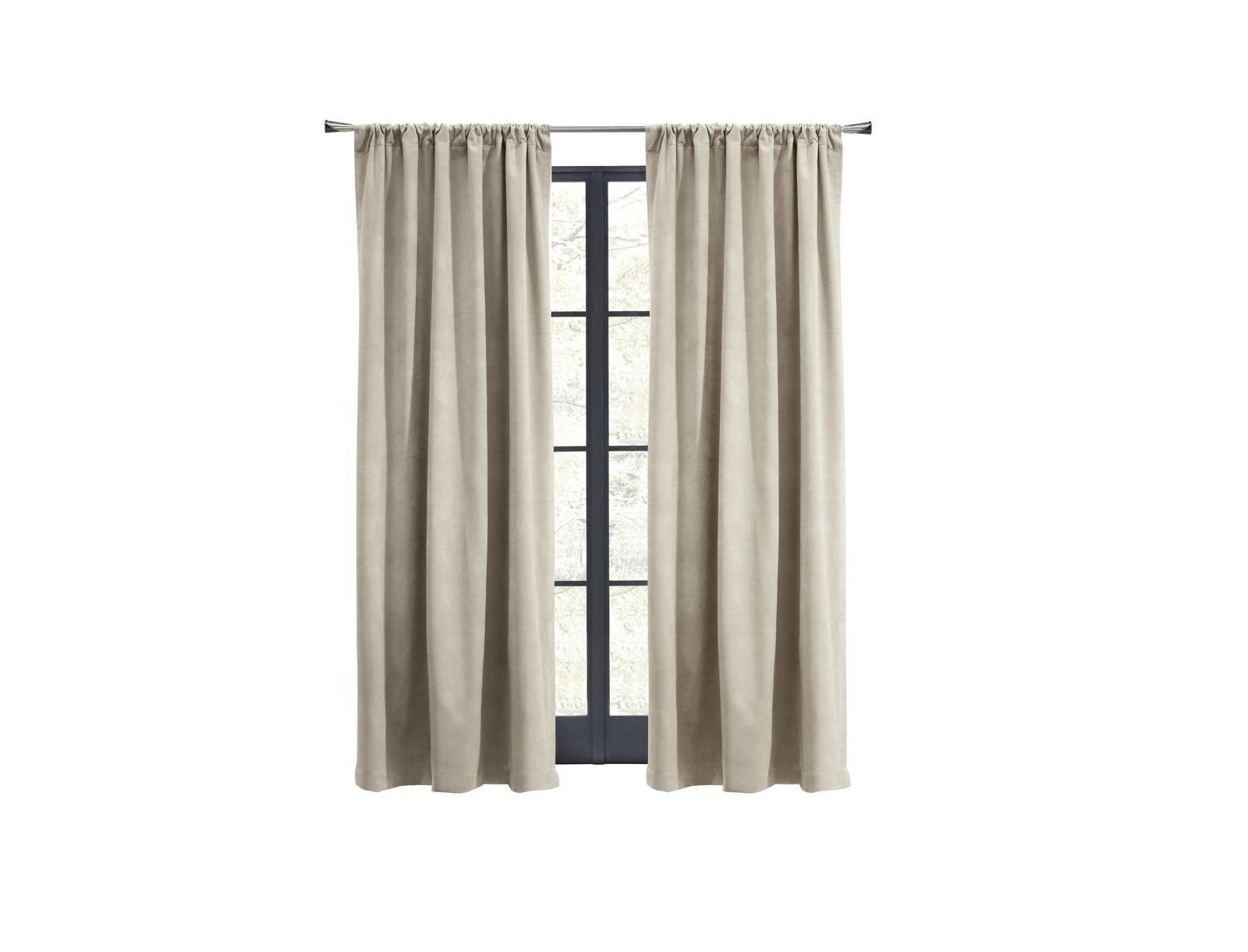 Thermalogic Seren Classic Velvet Room Darkening Dual Header Energy Efficient Curtain Panel Oyster
