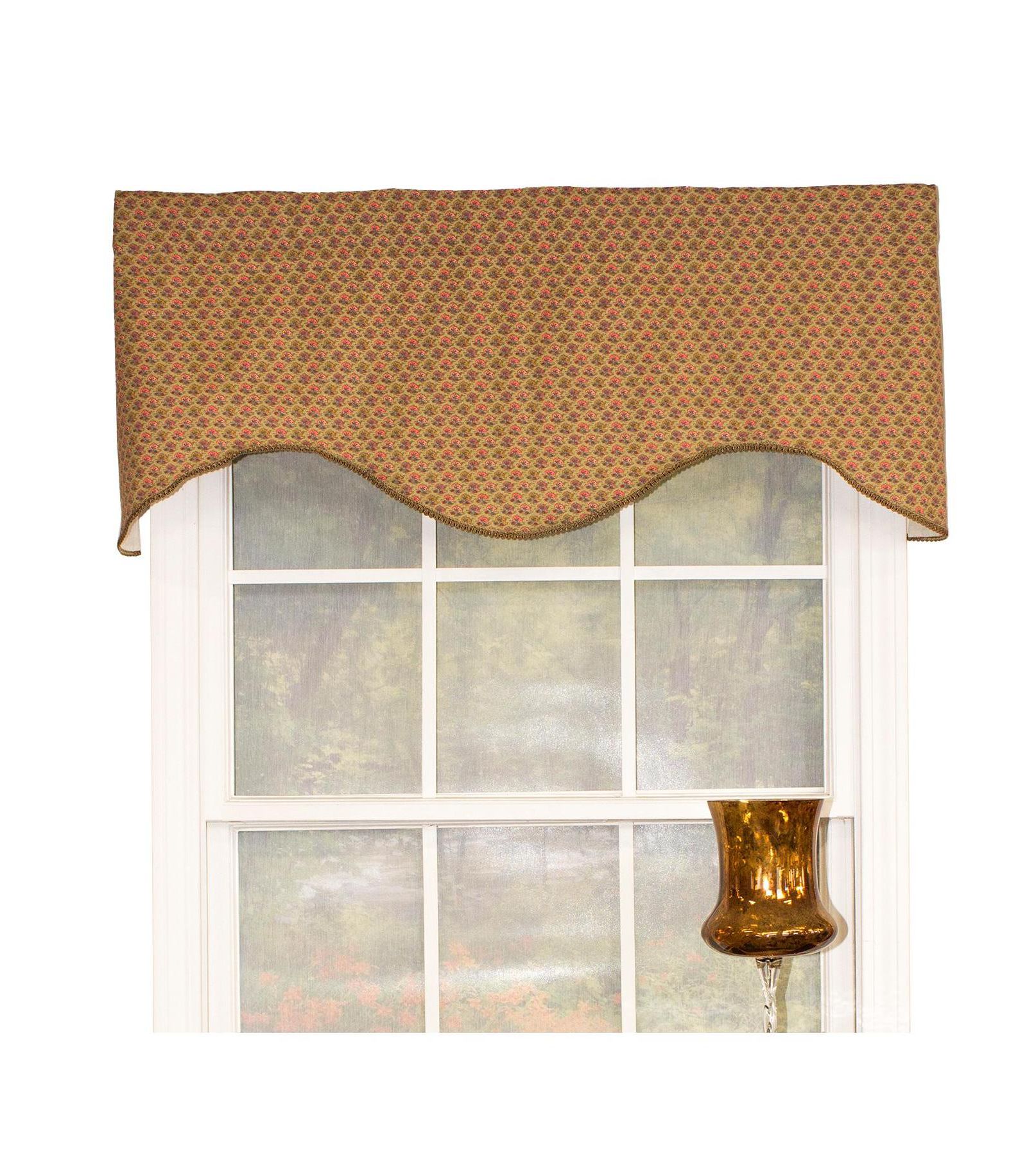 RLF Home Meadow Cornice 100% Cotton with Fully Lined 3" Rod Pocket Valnance for Windows Curtains