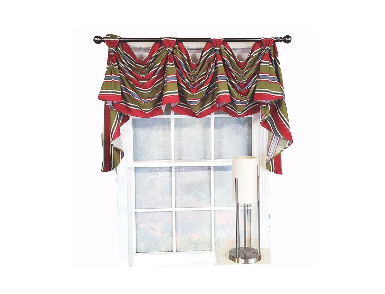 RLF Home Luxurious Modern Design Nigel Stripe Victory Swag 3-Scoop Window Valance 50" x 25"