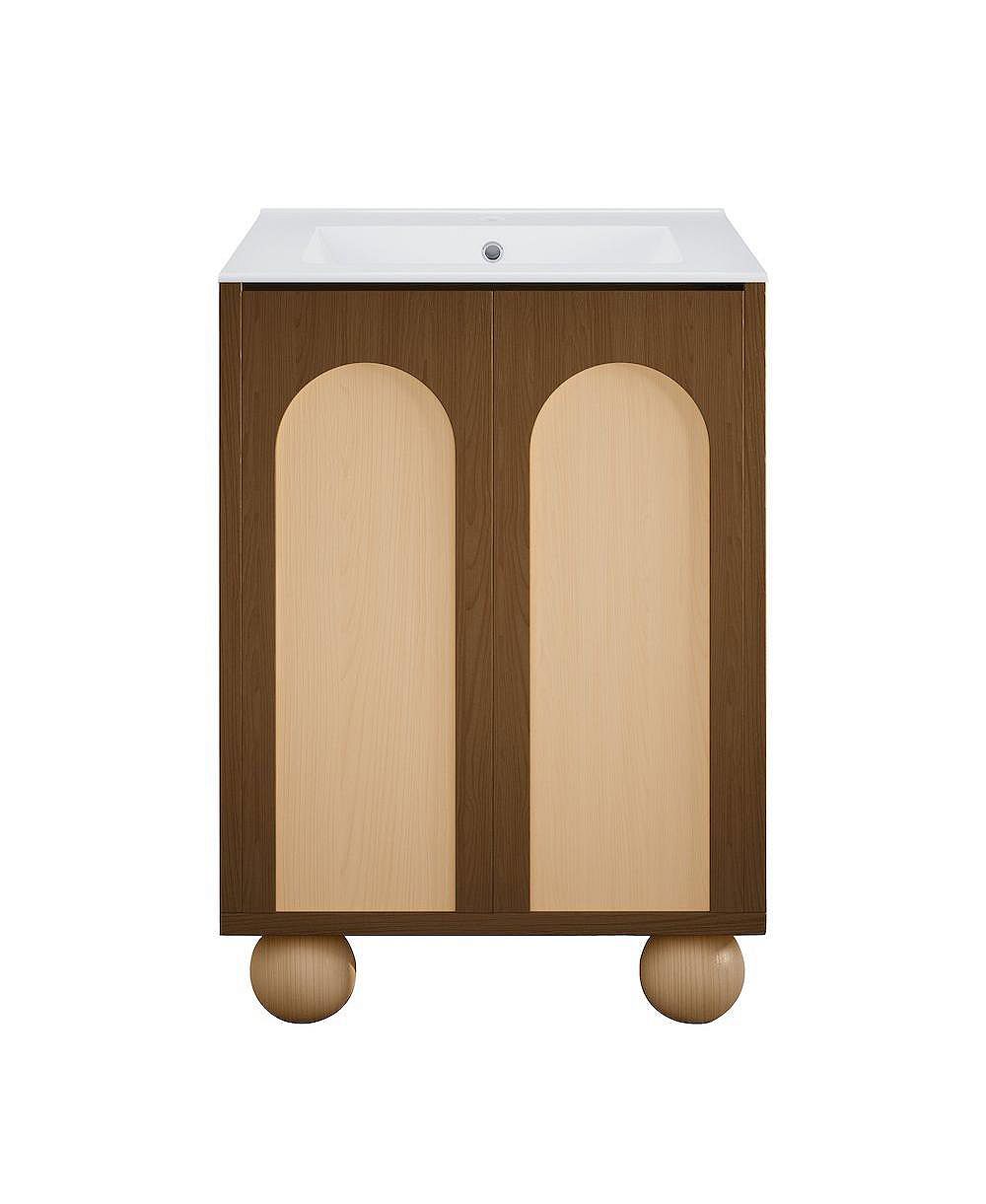 Swiss Madison Plaisir II 24" Freestanding Bathroom Vanity in Brown Oak with Sink Top