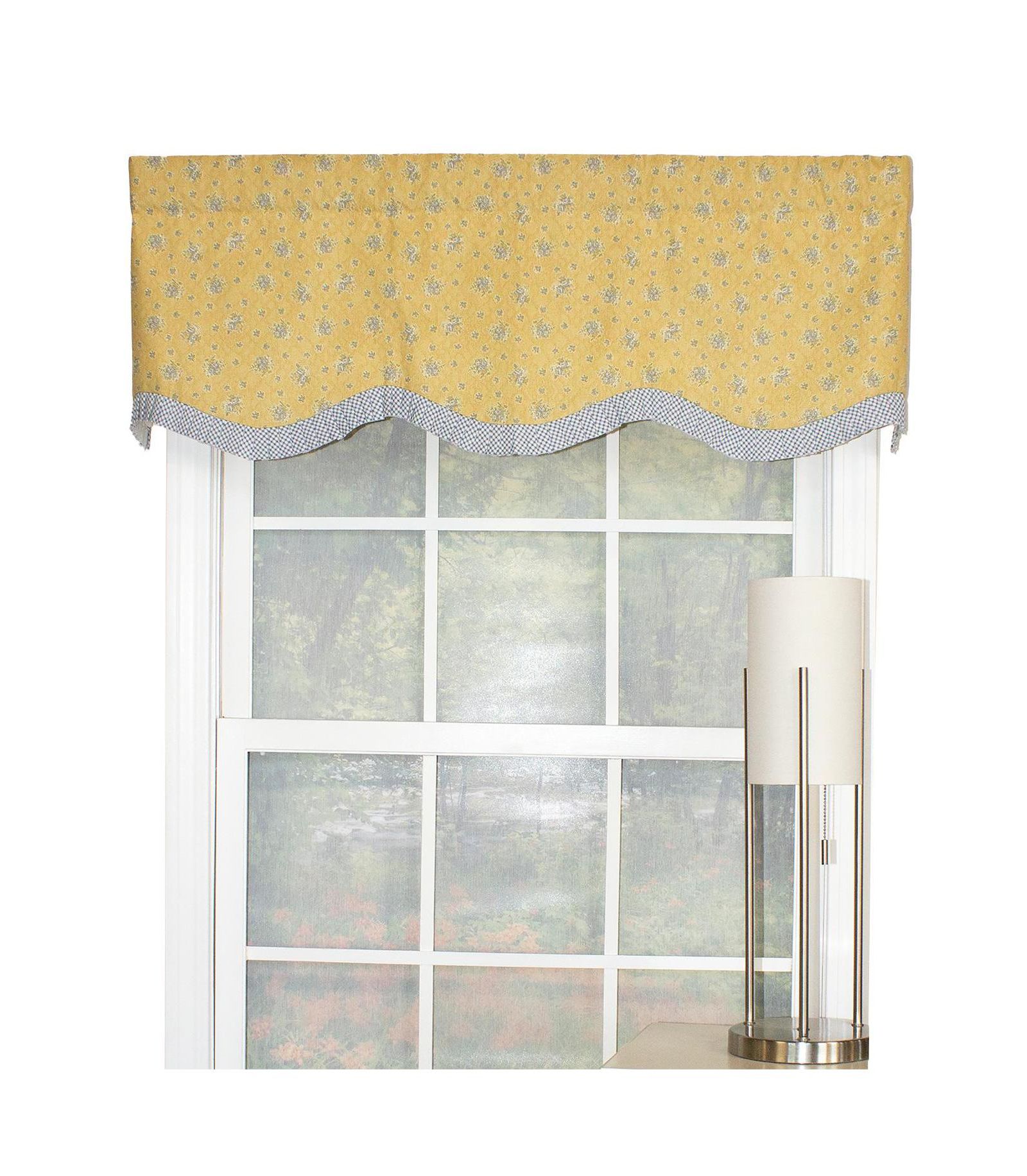 RLF Home Freida Ruffled Provance 100% Cotton with Fully Lined 3" Rod Pocket Valnance for Windows 50" x 15"