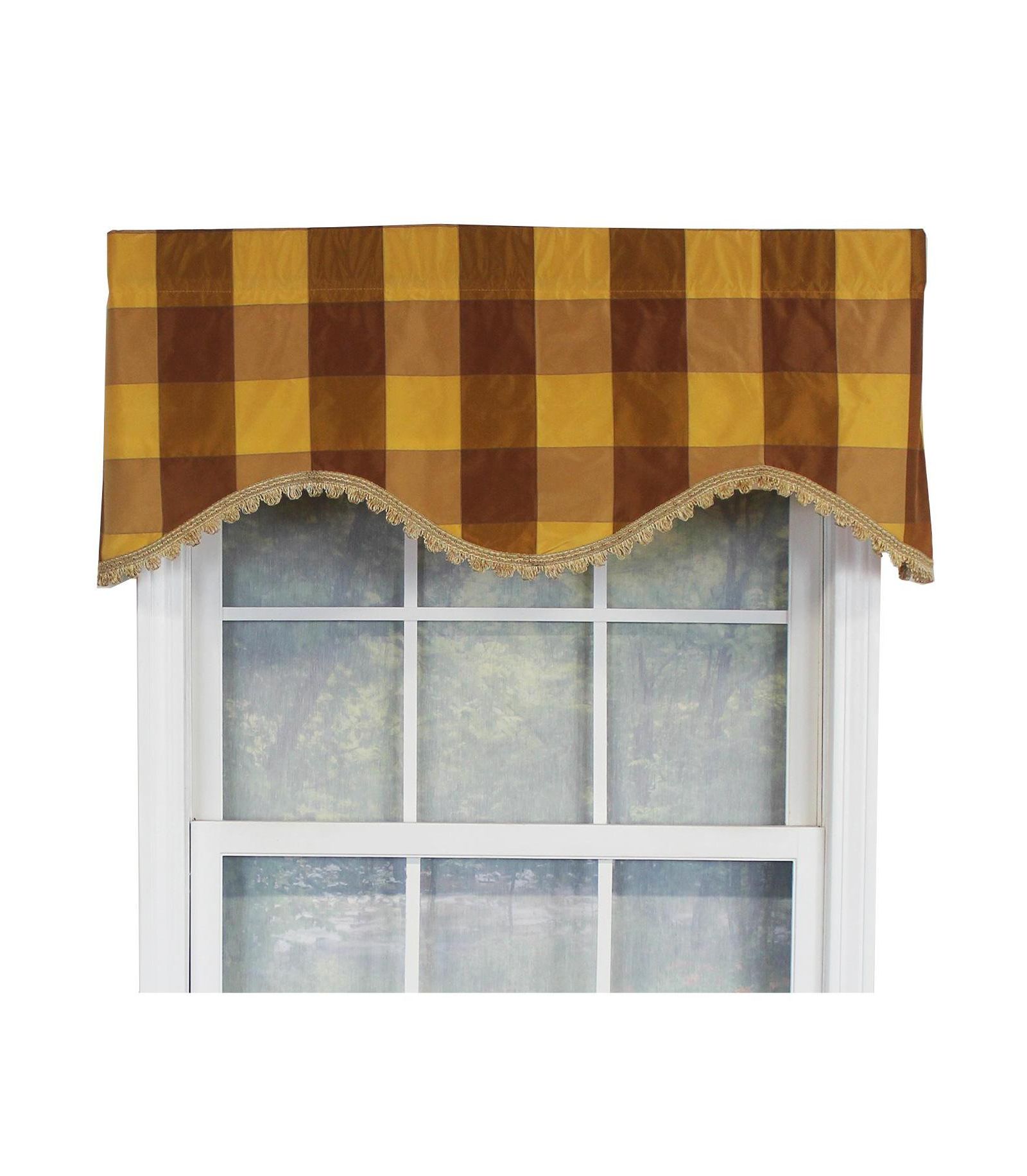 RLF Home Pascal Trimmed Cornice 100% Cotton with Fully Lined 3" Rod Pocket Valnance for Windows