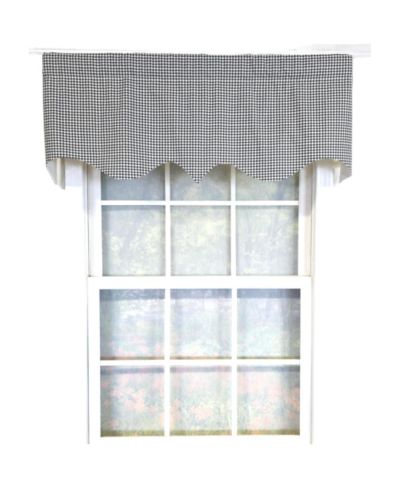 RLF Home 100% Cotton Gingham Regal With Poly/Cotton Ivory lining Rod Pocket Valance 50" x 16" Black
